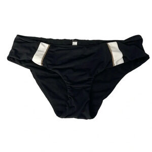 LA VIE EN ROSE Aqua Bikini Bottoms Black White Tan Full Coverage M